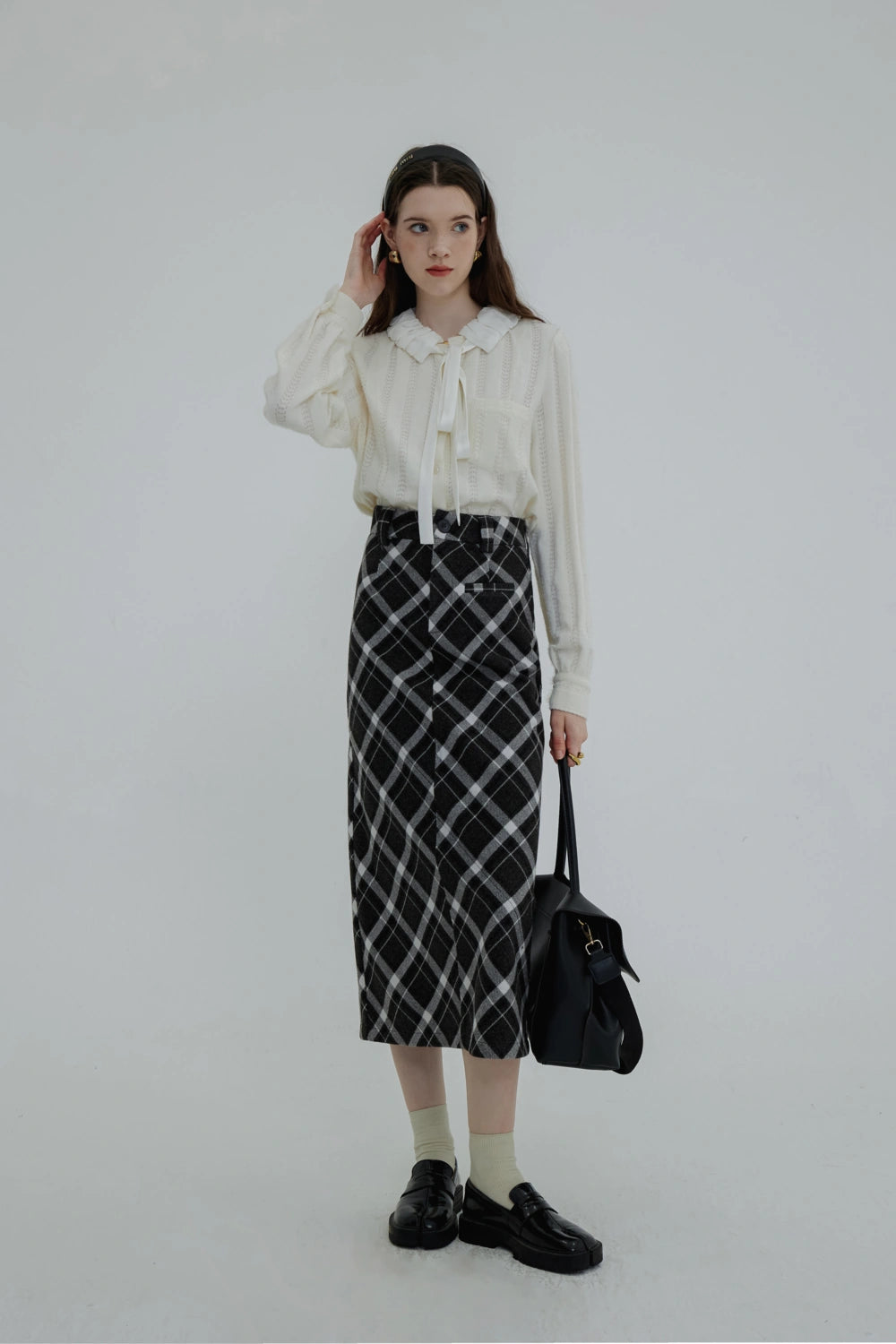Plaid A-Line Skirt, Fashionable for Work and Daily Style