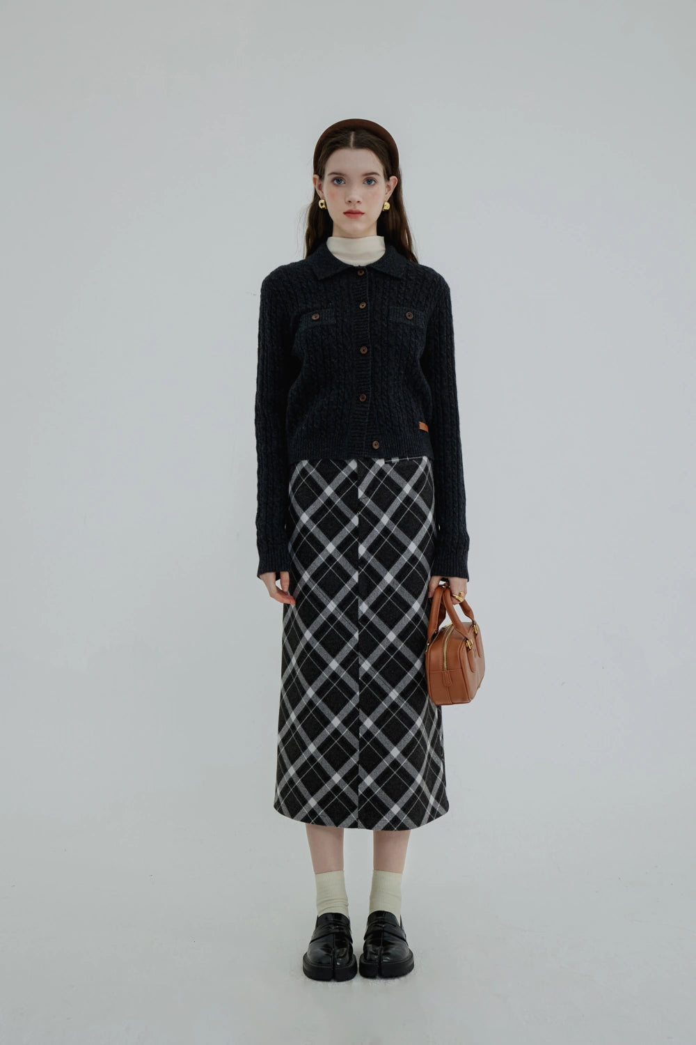 Plaid A-Line Skirt, Fashionable for Work and Daily Style