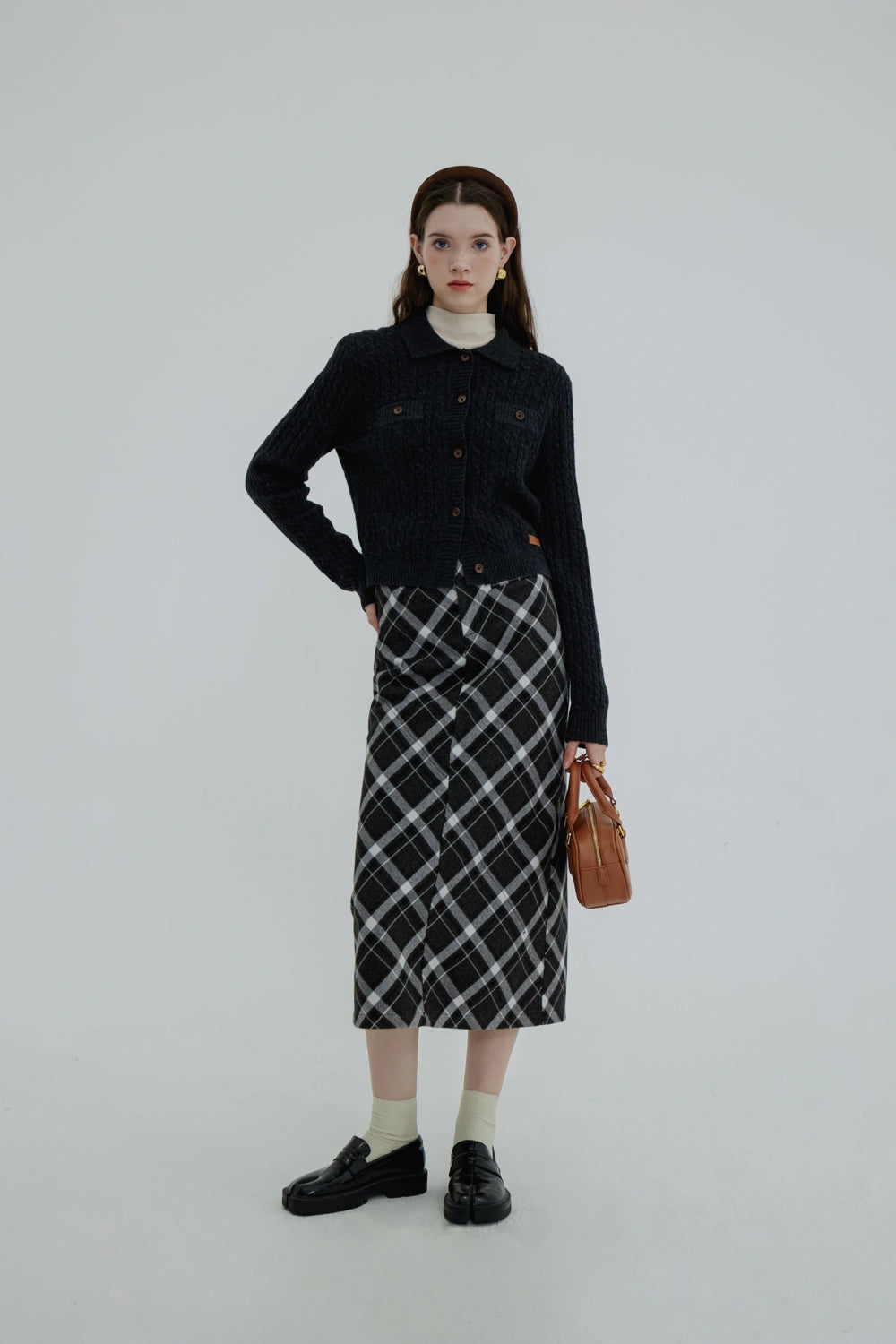 Plaid A-Line Skirt, Fashionable for Work and Daily Style