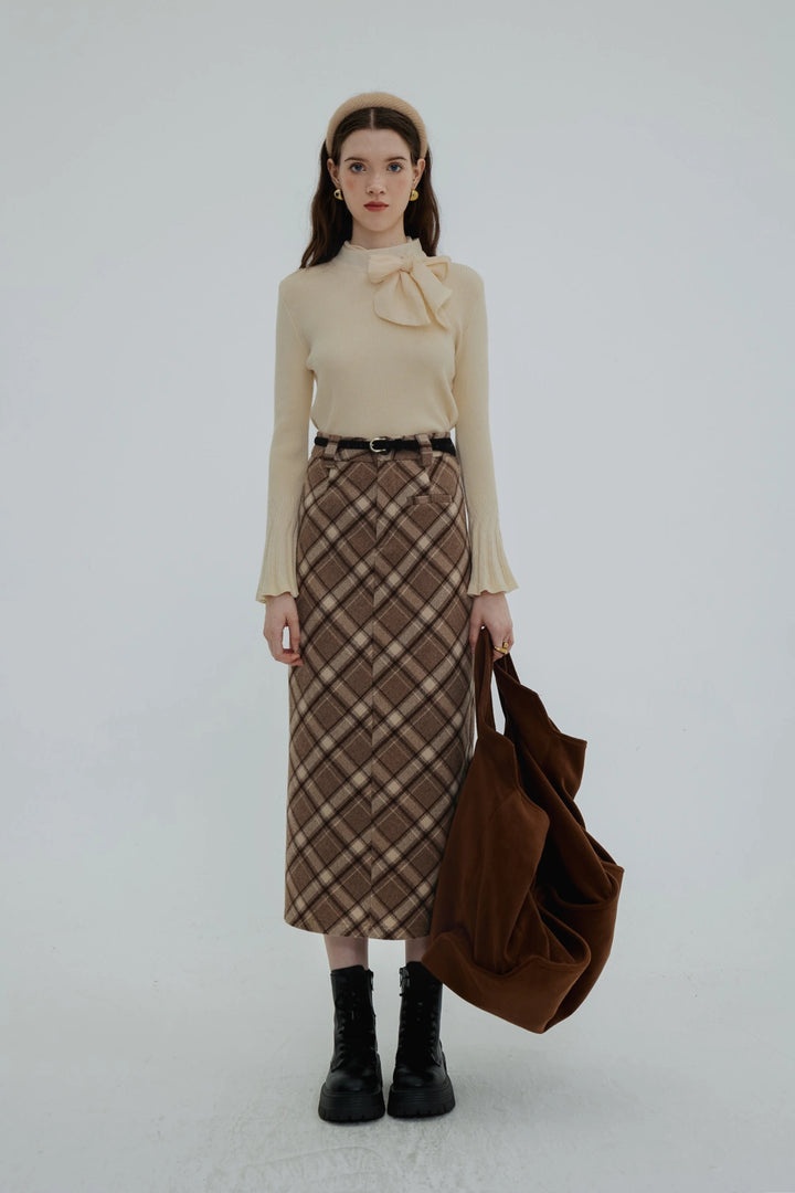 Plaid A-Line Skirt, Fashionable for Work and Daily Style