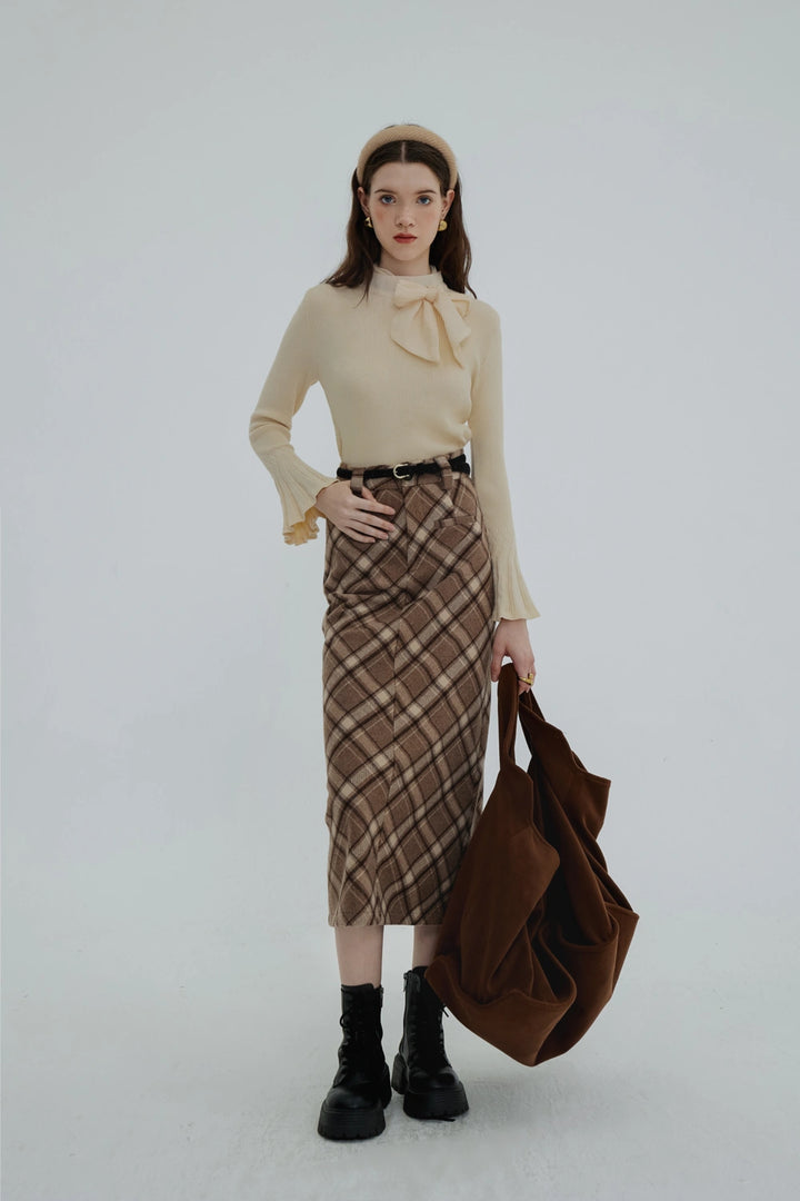 Plaid A-Line Skirt, Fashionable for Work and Daily Style