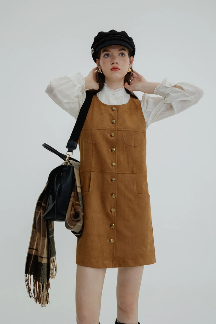 Vintage-Inspired Sleeveless Button-Up Dress