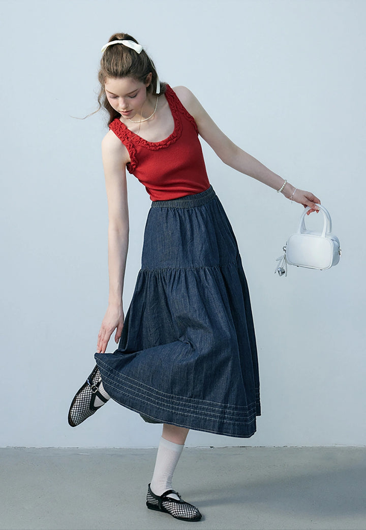 Women's Denim Midi Skirt