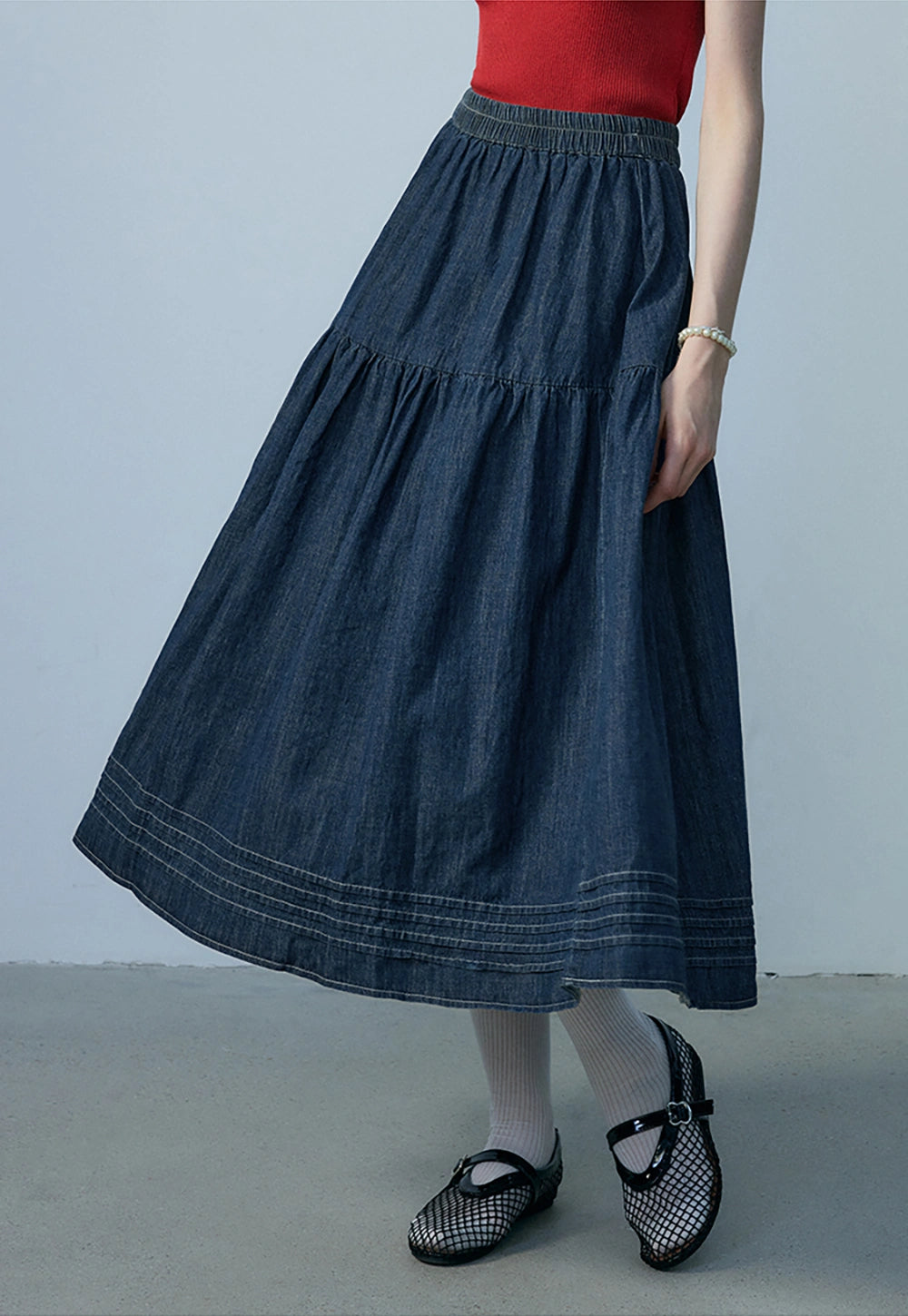 Váy midi denim nữ