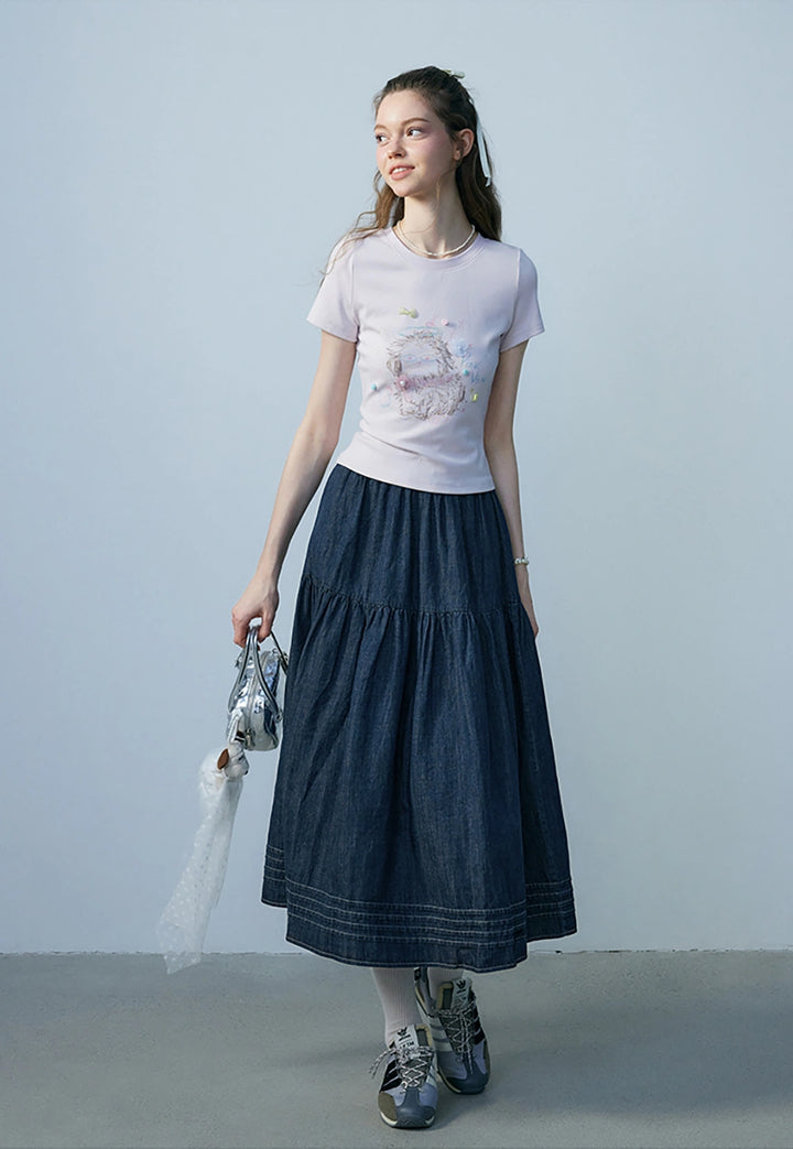 Women's Denim Midi Skirt