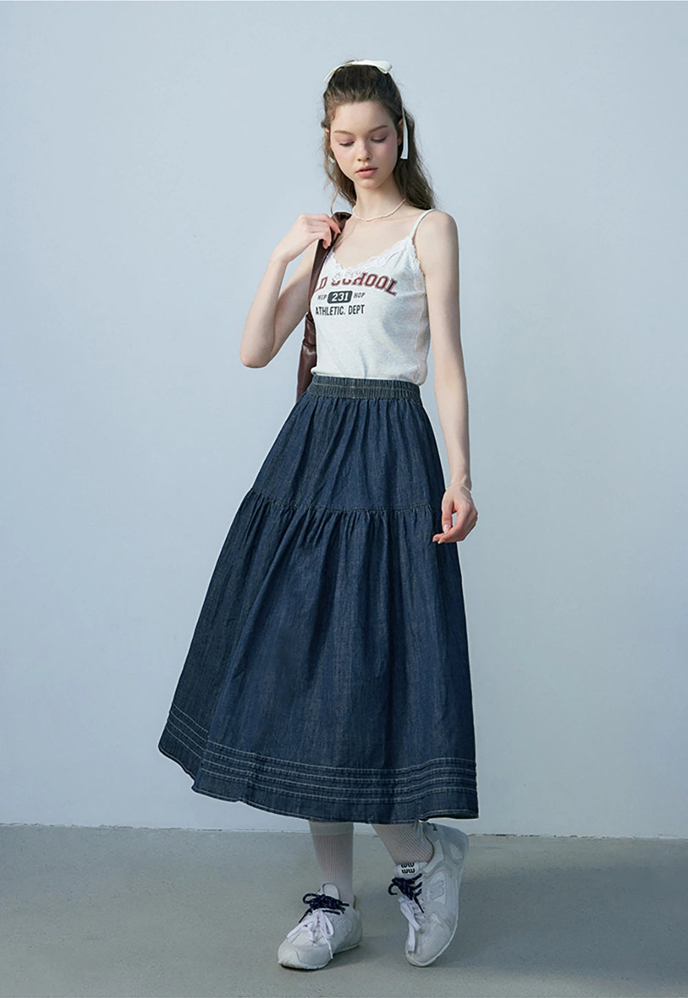 Váy midi denim nữ