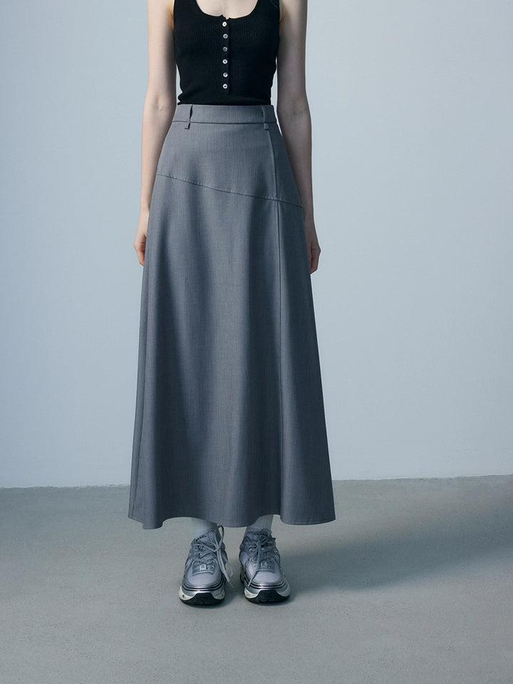 Women's High-Waisted Black A-Line Maxi Skirt