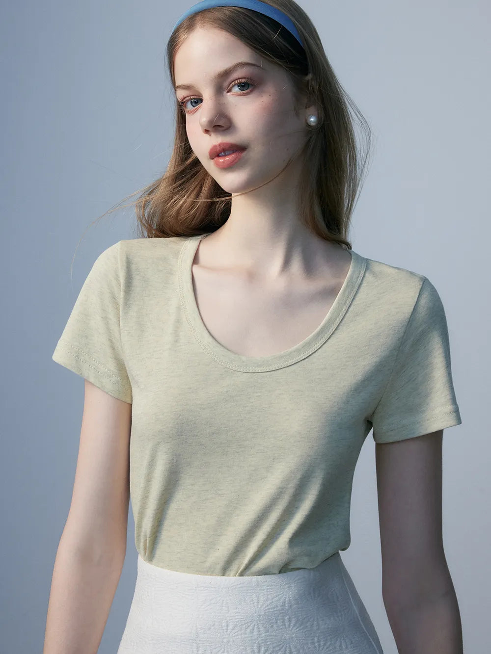 Women's Heathered Cotton Crew Neck Tee, Casual Short Sleeve Essential