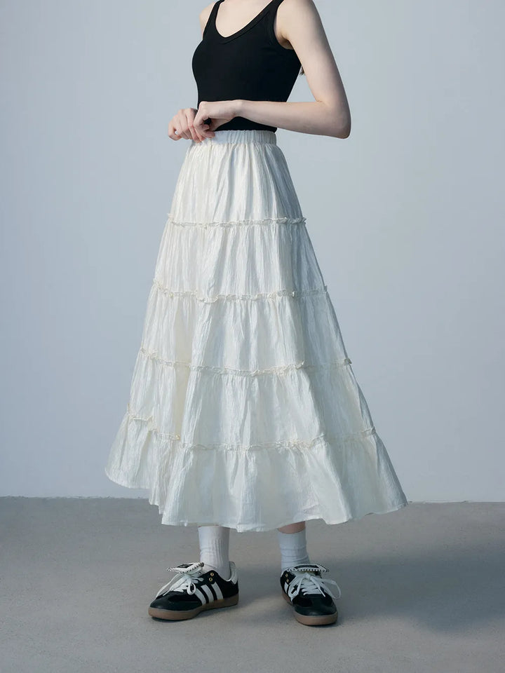 Tiered Maxi Skirt with Elasticated Waistband and Ruffled Detailing