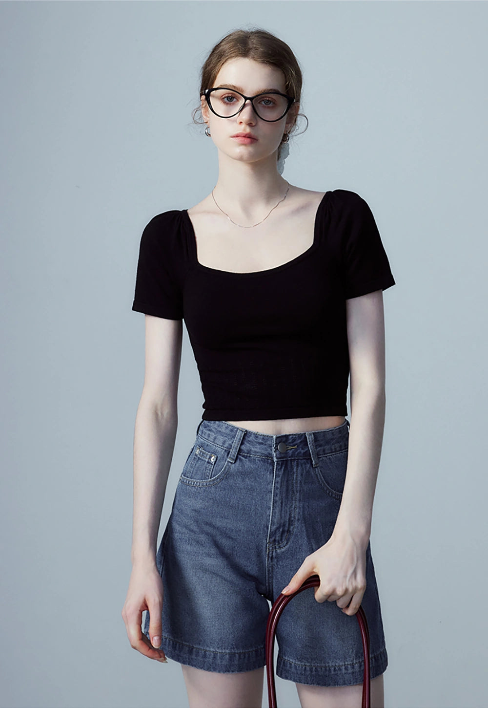 Women's Short Sleeve Fitted Crop Top