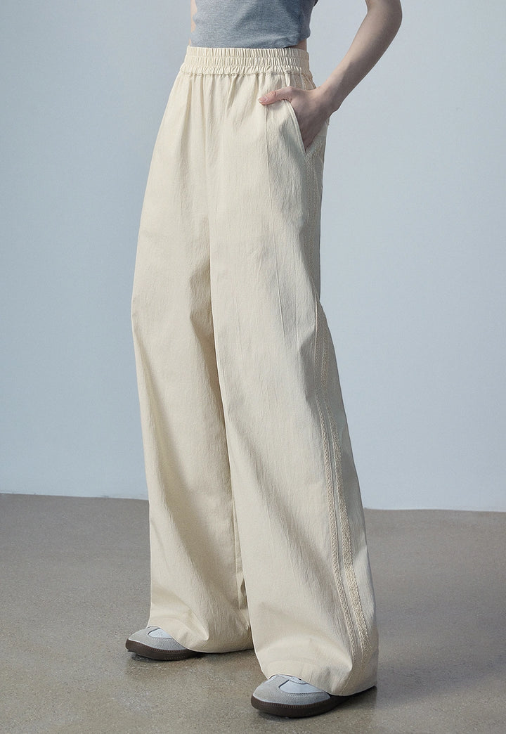 Women's Beige Wide-Leg Pants