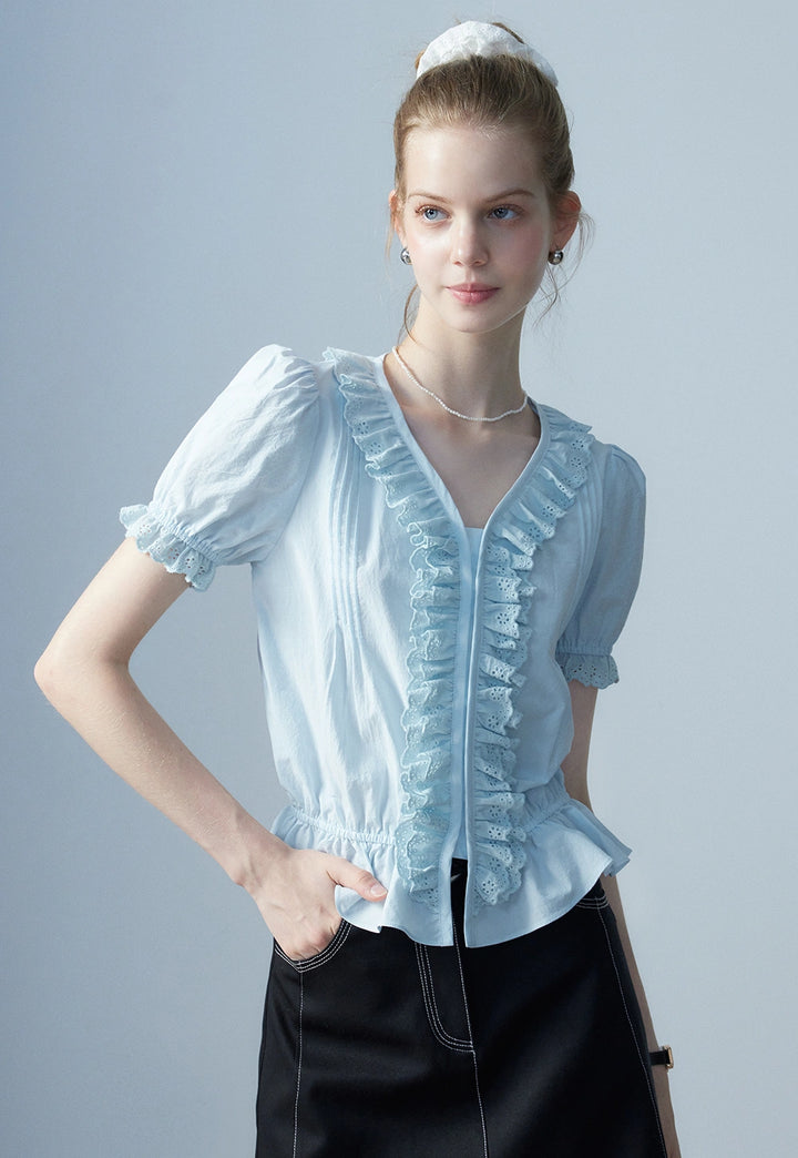 Women's Ruffled Lace Blouse