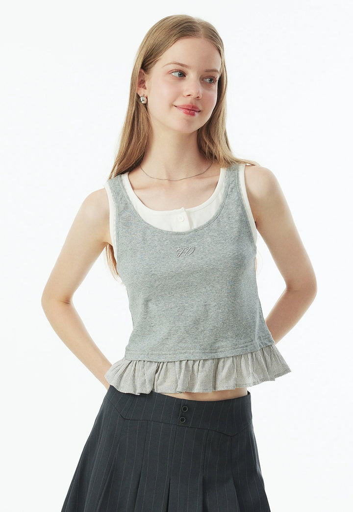 Women's Ruffle Hem Layered Tank Top