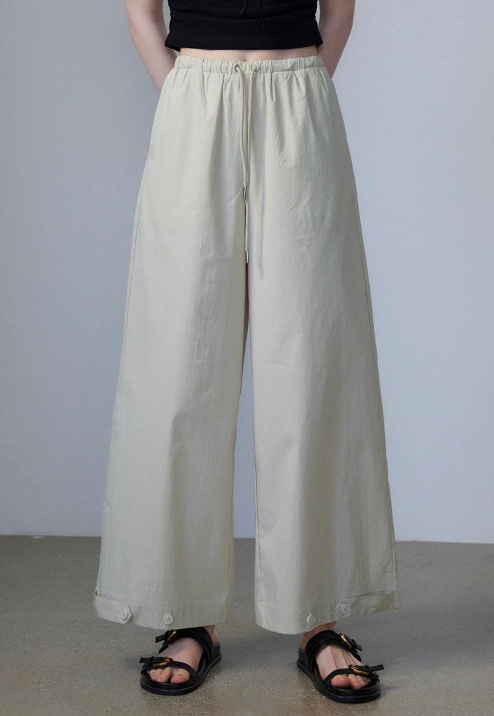 Pantalon à jambe large avec cordon de serrage pour femme