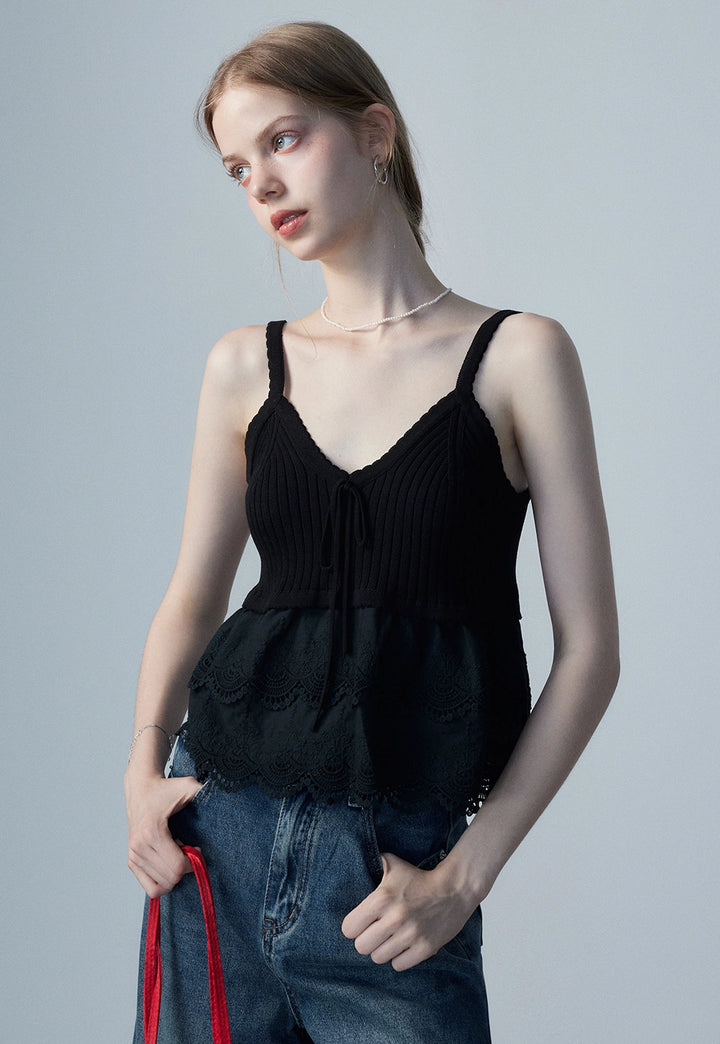 Women's Lace Trim Knitted Camisole