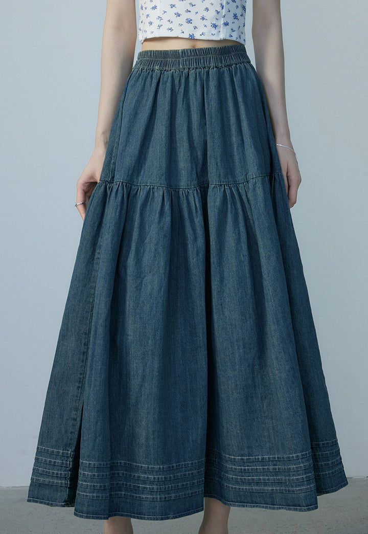 Skirt Midi Denim Wanita