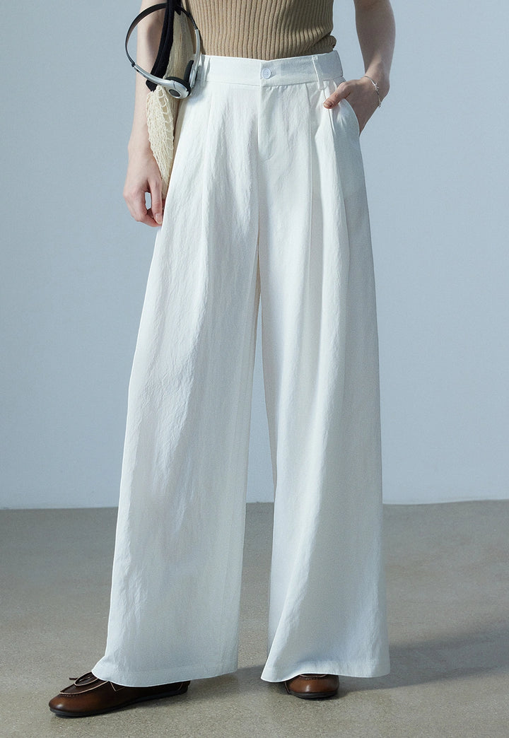 Women's Pleated Wide-Leg Trousers