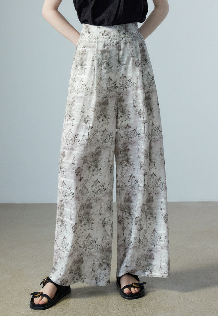 Women's Wide-Leg Printed Trousers