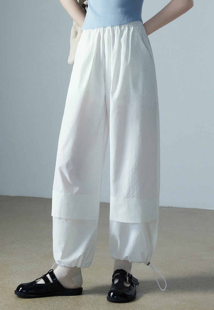 Pantaloni da donna con orlo con coulisse a gamba larga