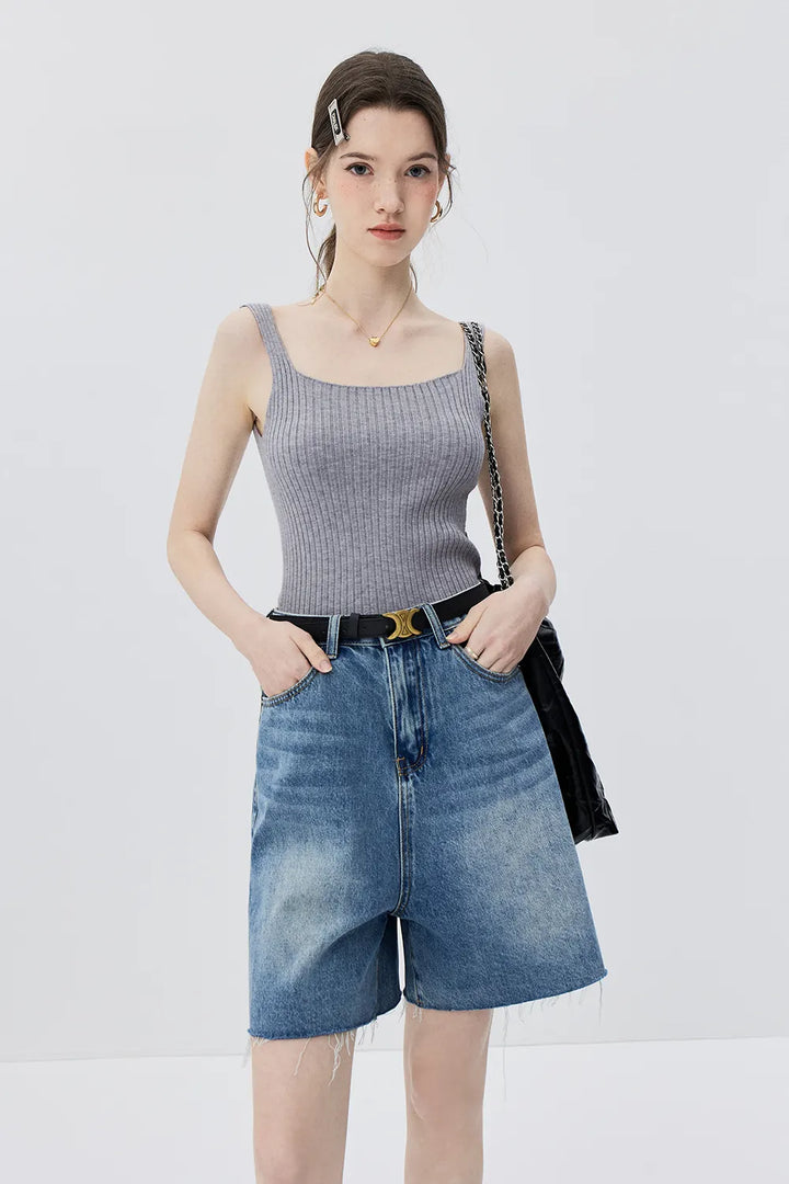 Textured Knit Tank Top, Simple Fashionable Design