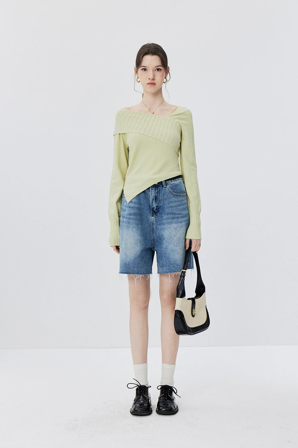 Modern Cross-Collar Asymmetrical Sweater