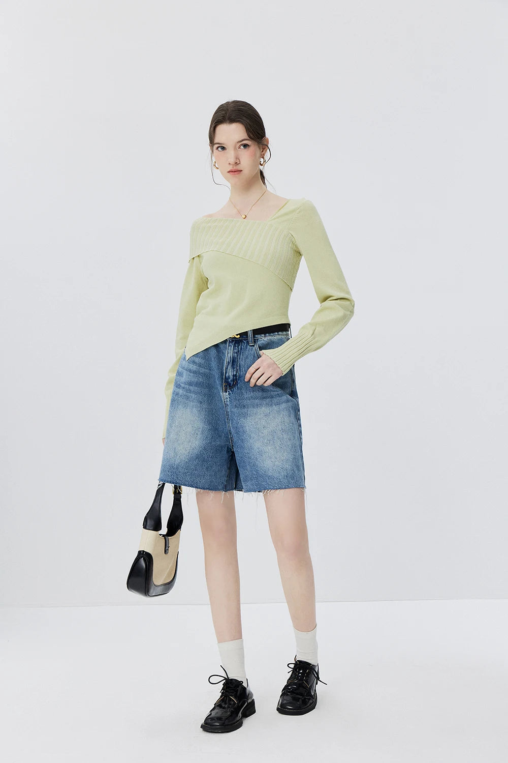 Sweater Asymmetrical Cross-Collar Moden