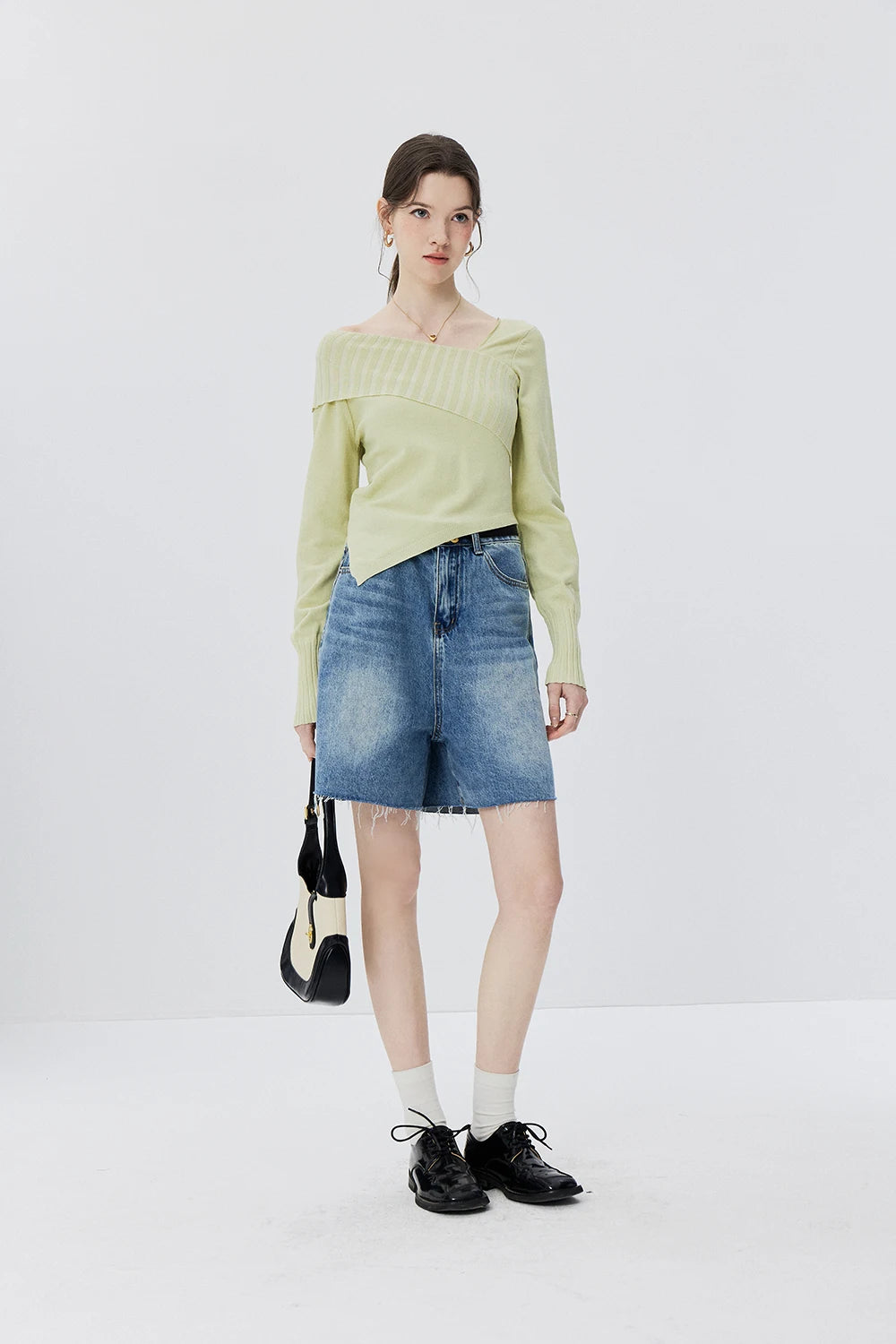 Modern Cross-Collar Asymmetrical Sweater