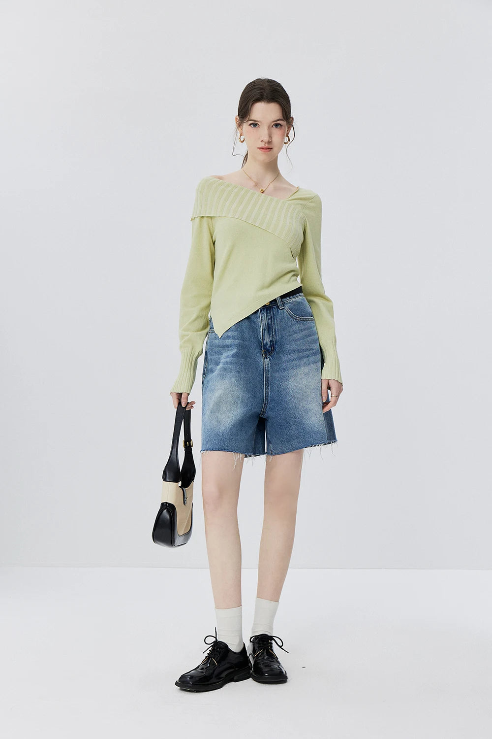 Modern Cross-Collar Asymmetrical Sweater