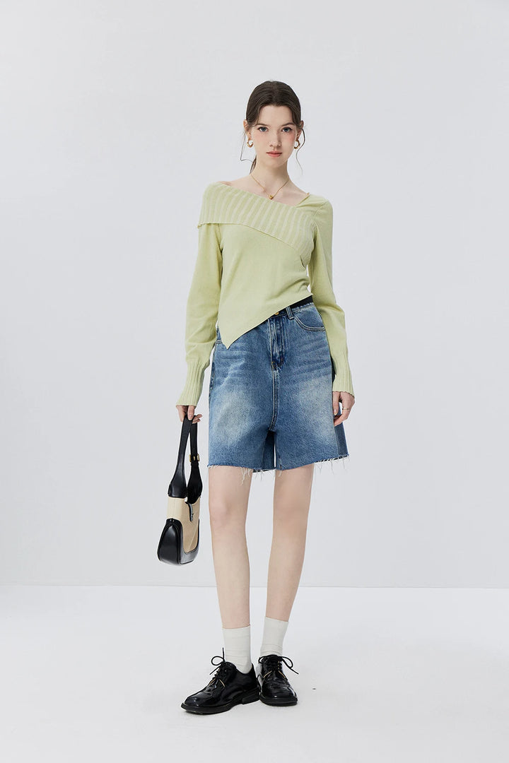 Sweater Asymmetrical Cross-Collar Moden