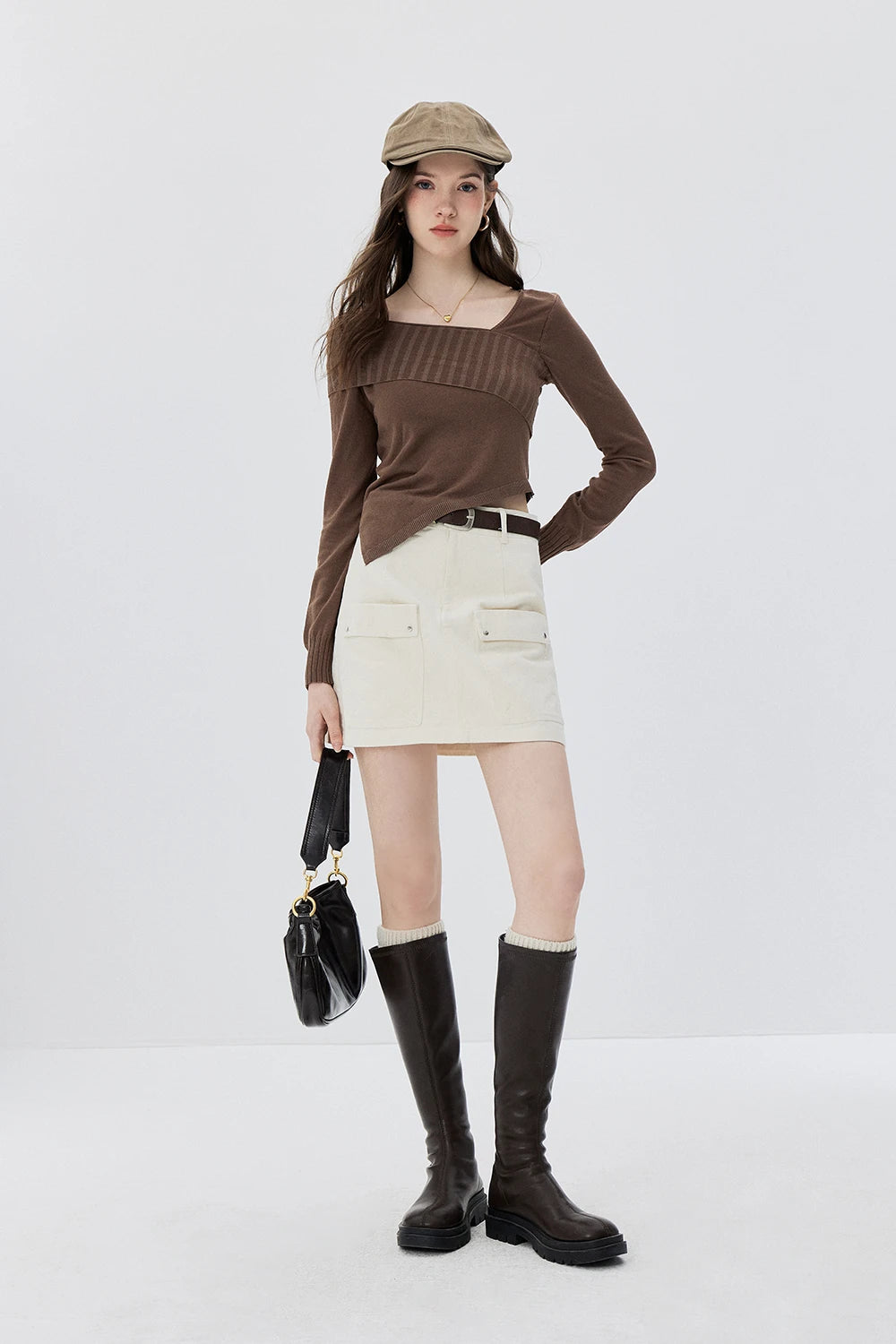 Modern Cross-Collar Asymmetrical Sweater