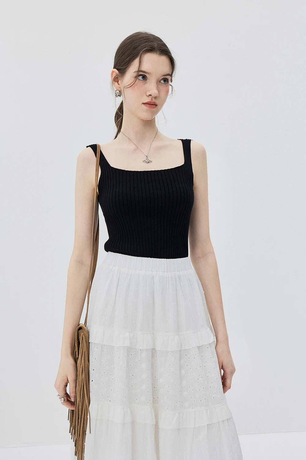 Textured Knit Tank Top, Simple Fashionable Design