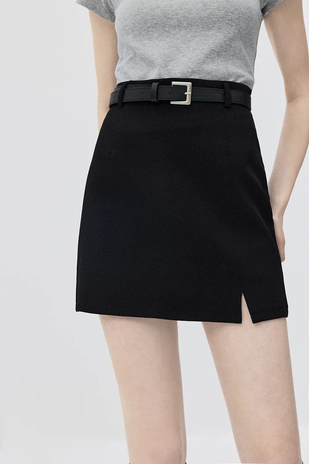 Chic Belted A-Line Mini Skirt