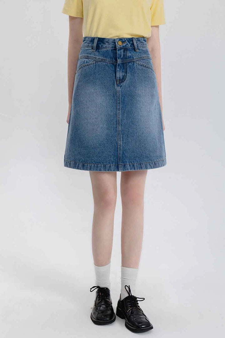 Women's Classic High-Waisted Denim A-Line Skirt