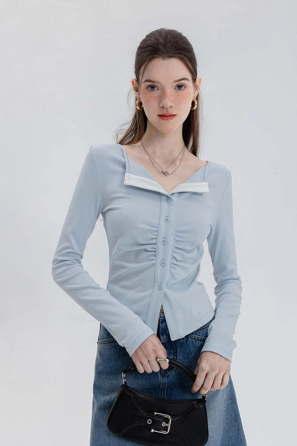 Cardigan ajusté boutonné à bordure contrastée pour femme