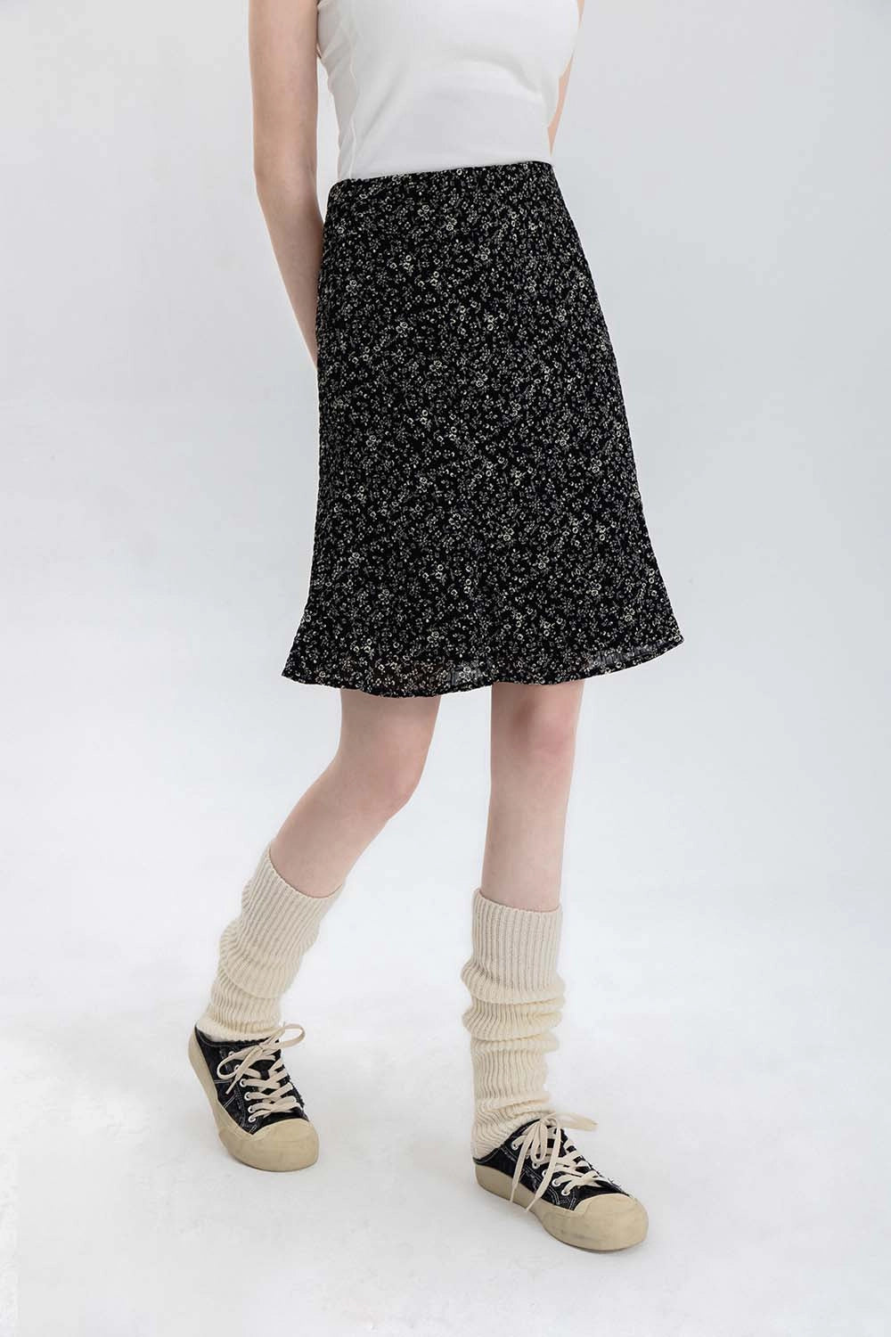 Mini-jupe trapèze à imprimé floral pour femmes