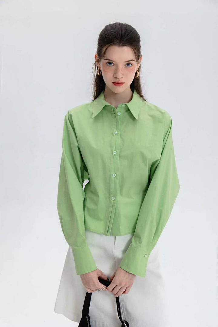 Solid Color Women's Button-Up Shirt