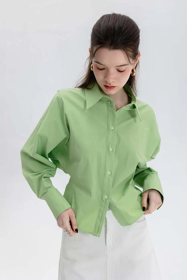 Solid Color Women's Button-Up Shirt