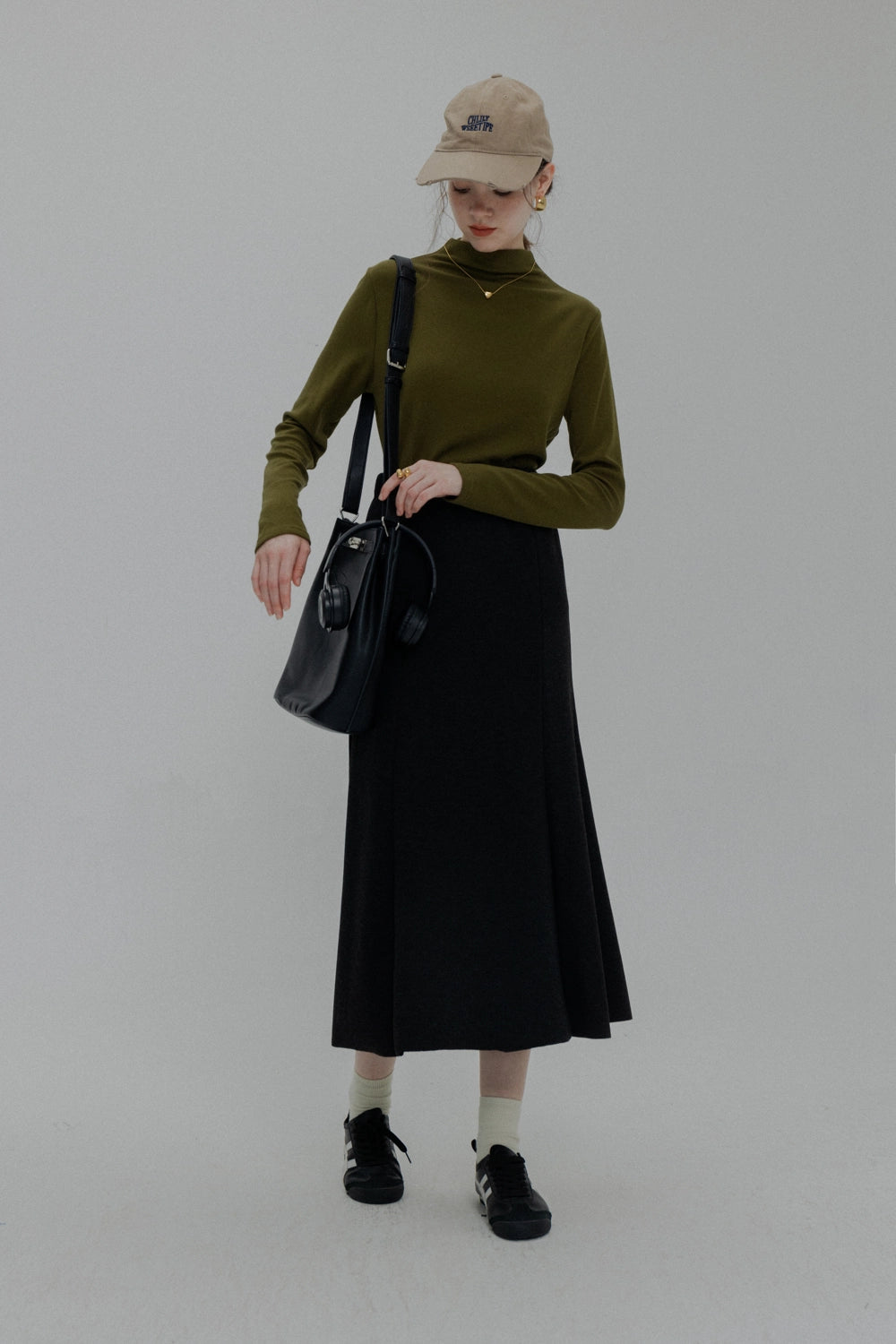 Luxurious Velvet A-Line Midi Skirt for Women