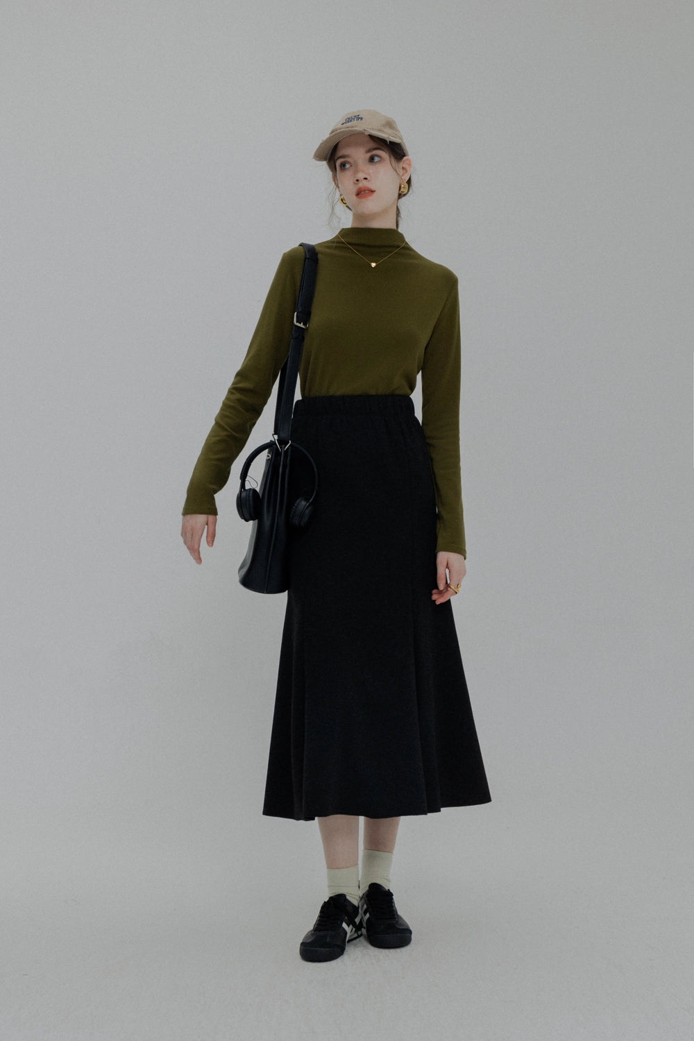 Luxurious Velvet A-Line Midi Skirt for Women