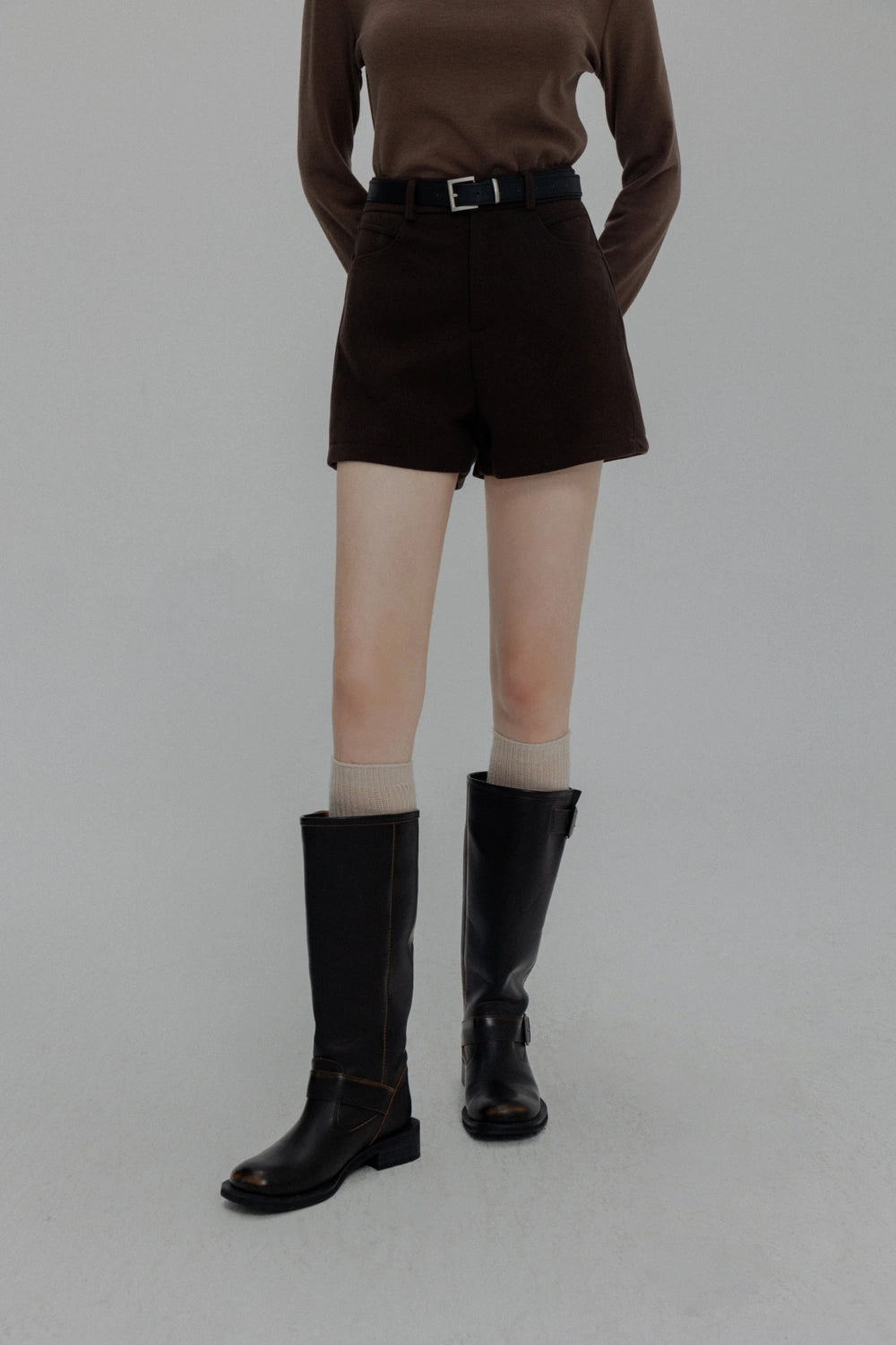 Modern High-Waisted Cuffed Shorts