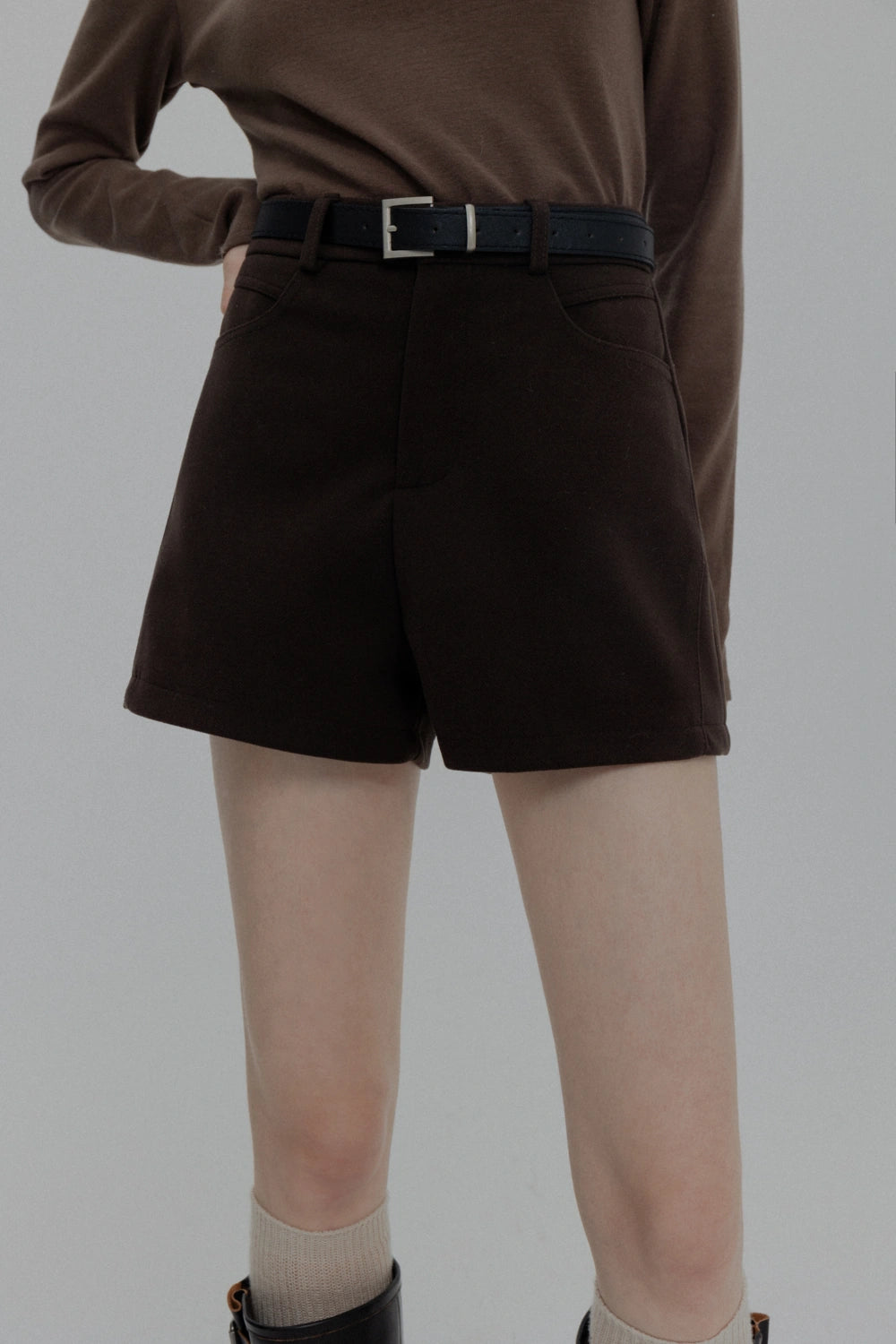 Modern High-Waisted Cuffed Shorts