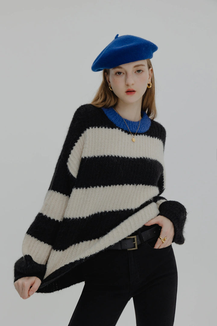 Cozy Striped Crew Neck Sweater