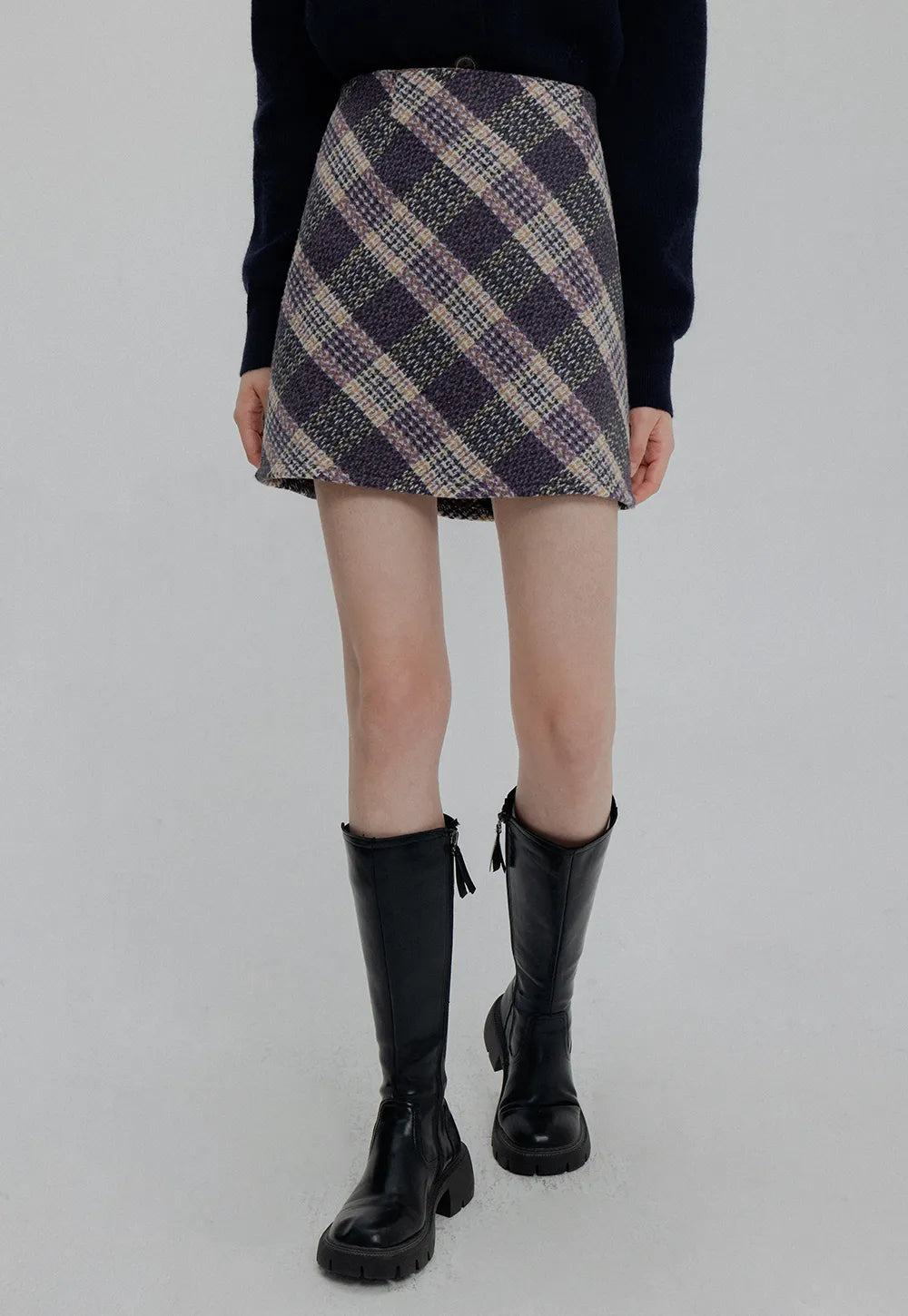 Women's Textured Checkered Mini Skirt