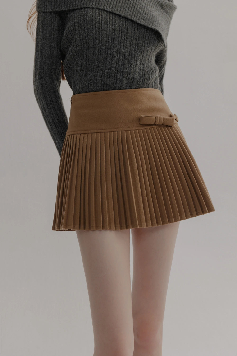 Pleated Skirt with Bow Detail on Waistband