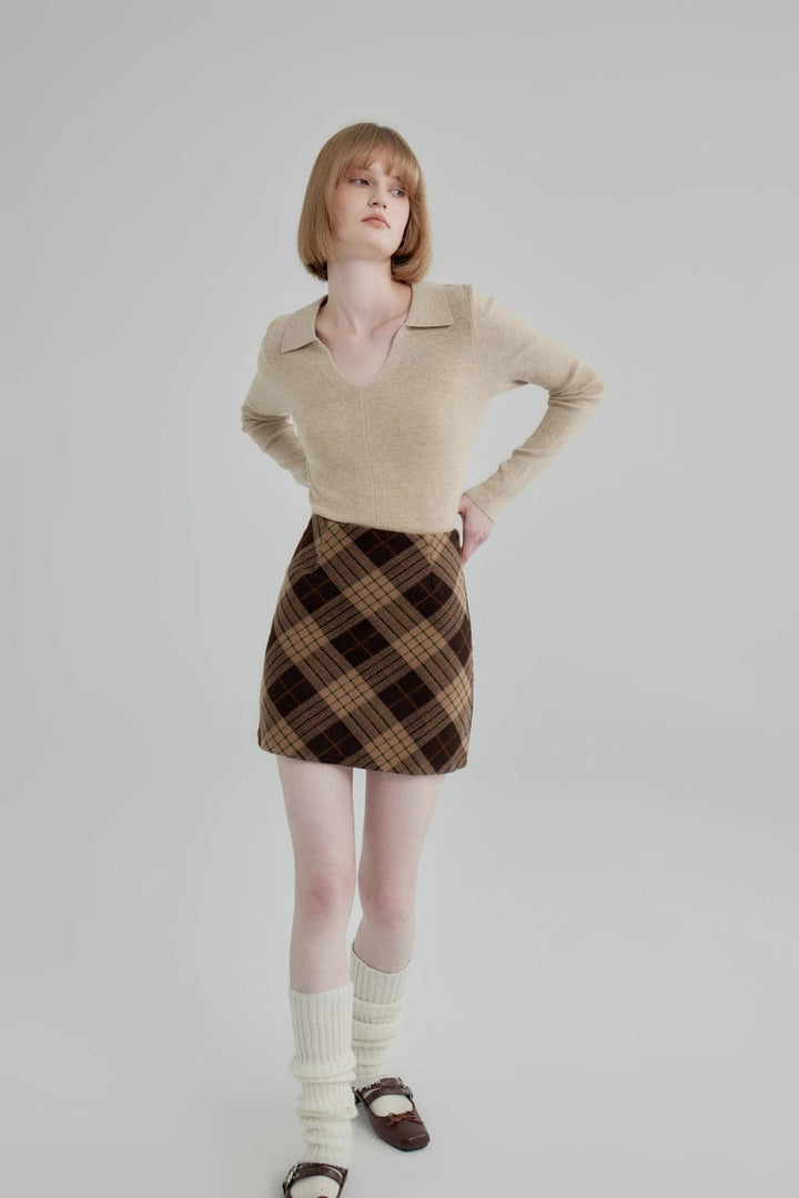Skirt A-Line Plaid Klasik