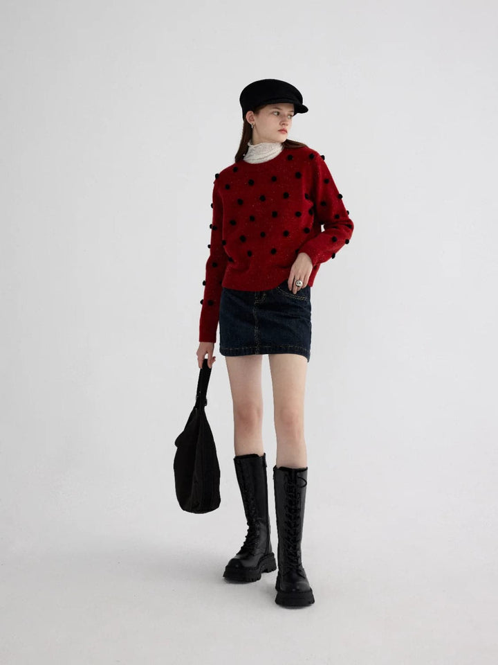 Chic Pom-Pom Embellished Knit Sweater