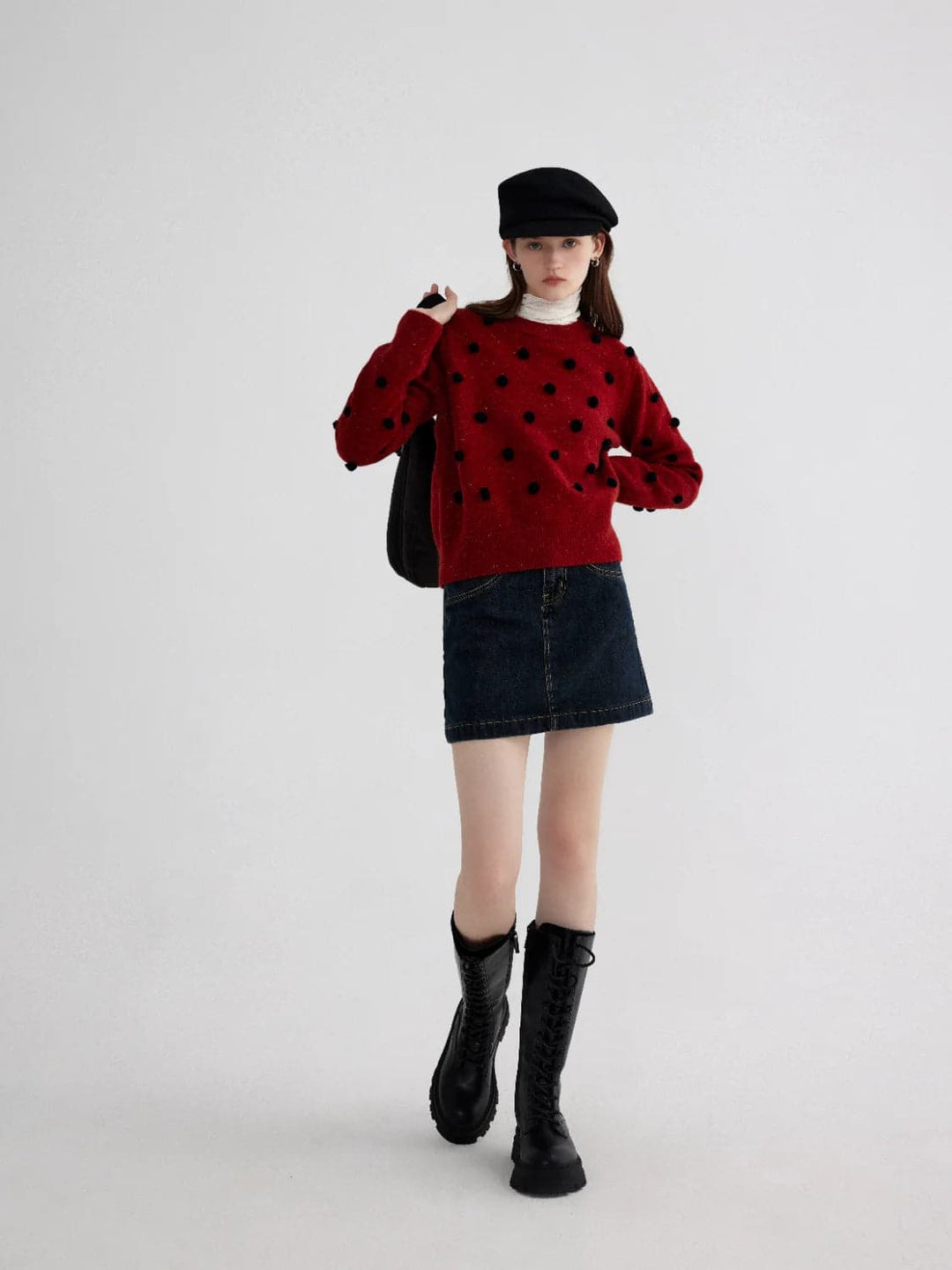 Chic Pom-Pom Embellished Knit Sweater