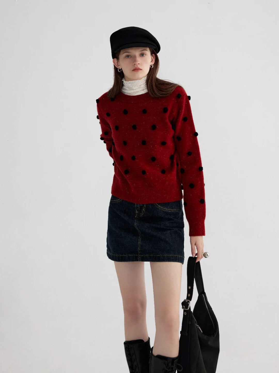 Chic Pom-Pom Embellished Knit Sweater