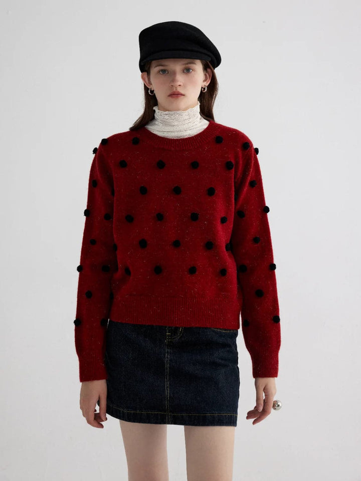 Chic Pom-Pom Embellished Knit Sweater