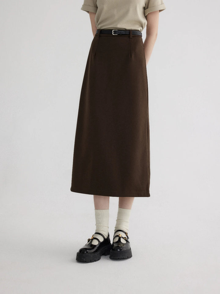 Women's Belted A-Line Midi Skirt